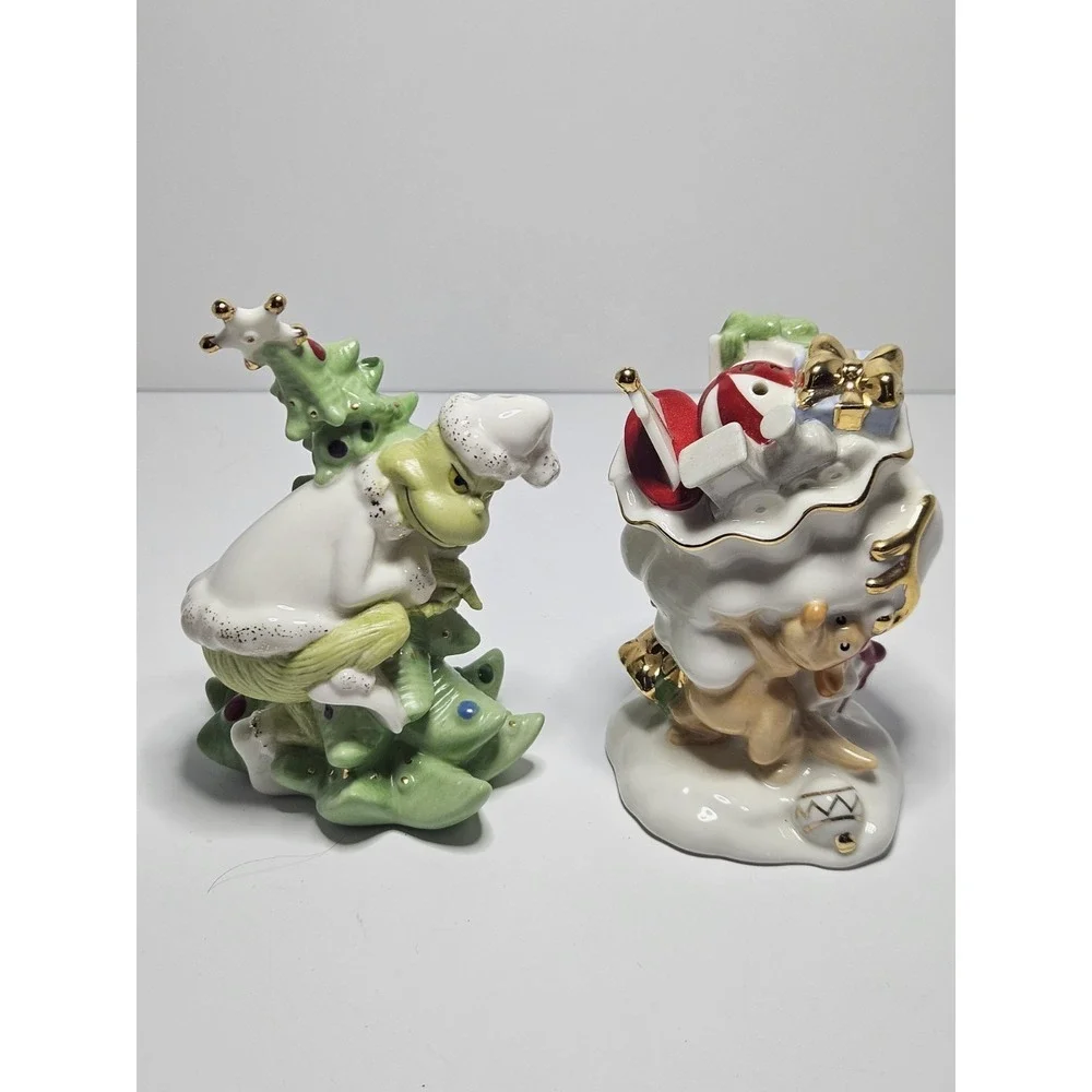 Lenox Merry Grinchmas Porcelain Salt and Pepper Shakers Set Grinch Max Christmas